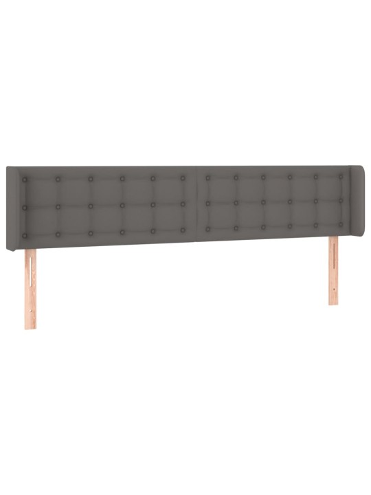 Gultas galvgalis ar led, 203x16x78/88 cm, pelēka mākslīgā āda