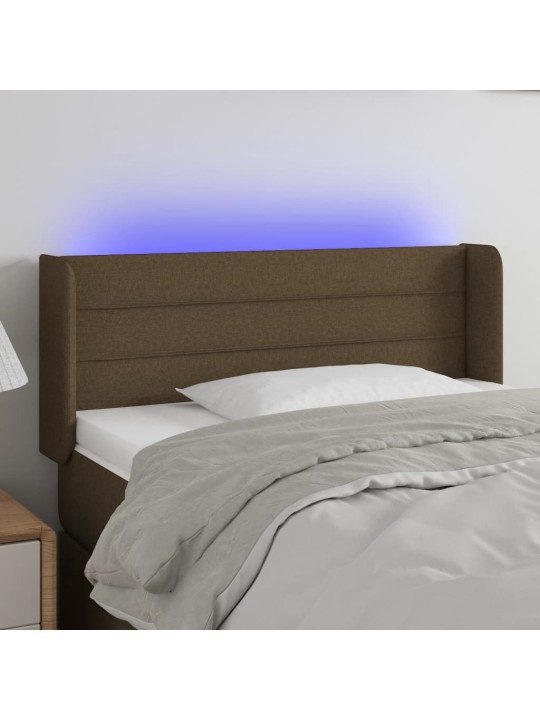 Gultas galvgalis ar led, 83x16x78/88 cm, tumši brūns audums