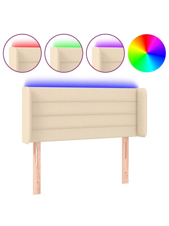 Gultas galvgalis ar led, 83x16x78/88 cm, krēmkrāsas audums