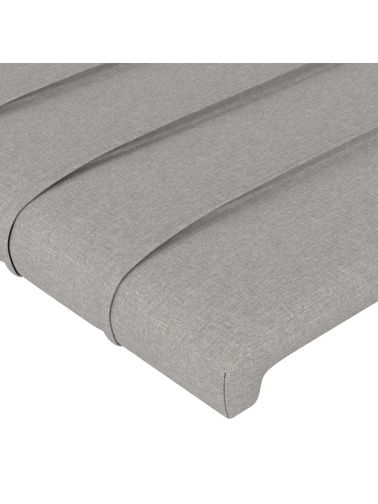 Gultas galvgalis ar led, 93x16x78/88 cm, gaiši pelēks audums
