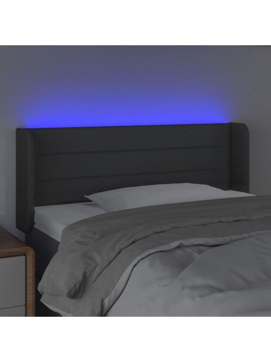 Gultas galvgalis ar led, 93x16x78/88 cm, tumši pelēks audums