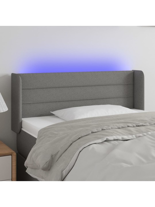 Gultas galvgalis ar led, 93x16x78/88 cm, tumši pelēks audums