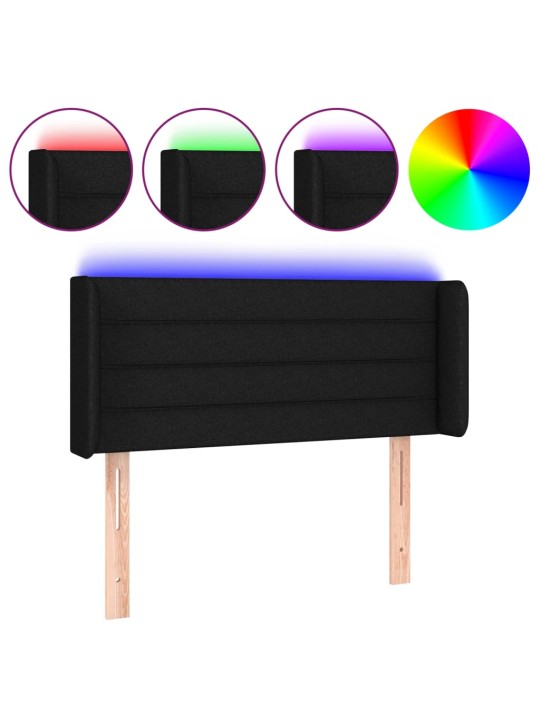 Gultas galvgalis ar led, 93x16x78/88 cm, melns audums