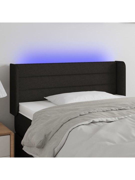 Gultas galvgalis ar led, 93x16x78/88 cm, melns audums