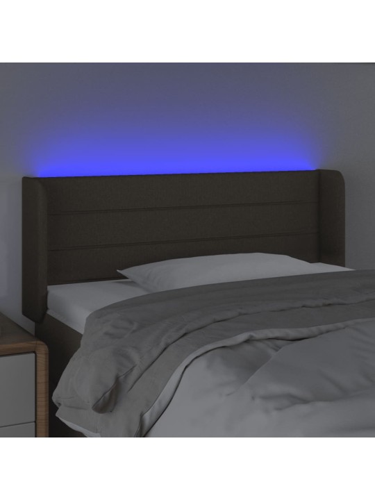 Gultas galvgalis ar LED, 93x16x78/88 cm, pelēkbrūns audums