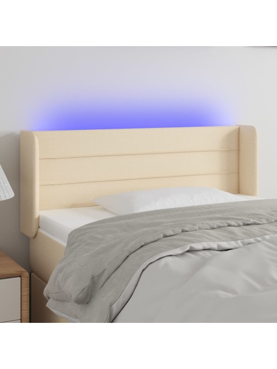 Gultas galvgalis ar led, 93x16x78/88 cm, krēmkrāsas audums