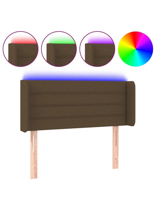 Gultas galvgalis ar LED, 103x16x78/88 cm, tumši brūns audums
