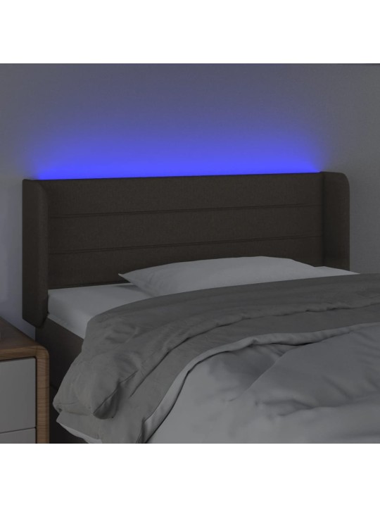 Gultas galvgalis ar LED, 103x16x78/88 cm, pelēkbrūns audums