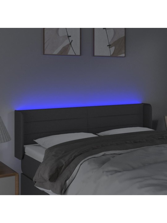 Gultas galvgalis ar LED, 147x16x78/88 cm, tumši pelēks audums