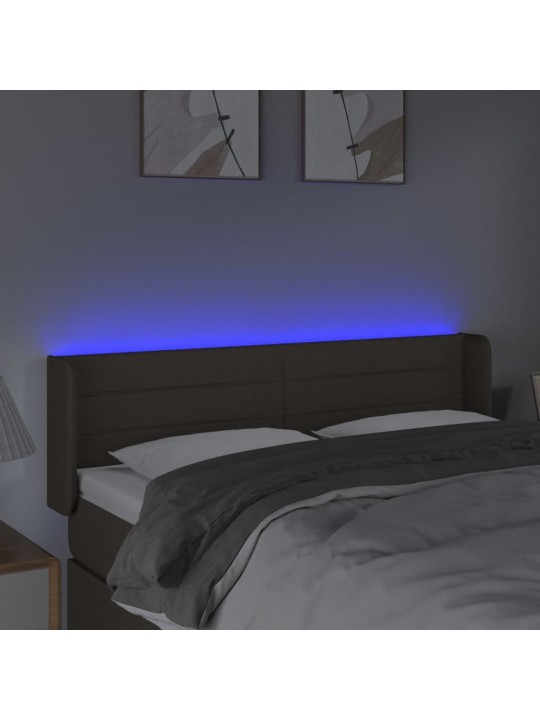 Gultas galvgalis ar LED, 147x16x78/88 cm, pelēkbrūns audums