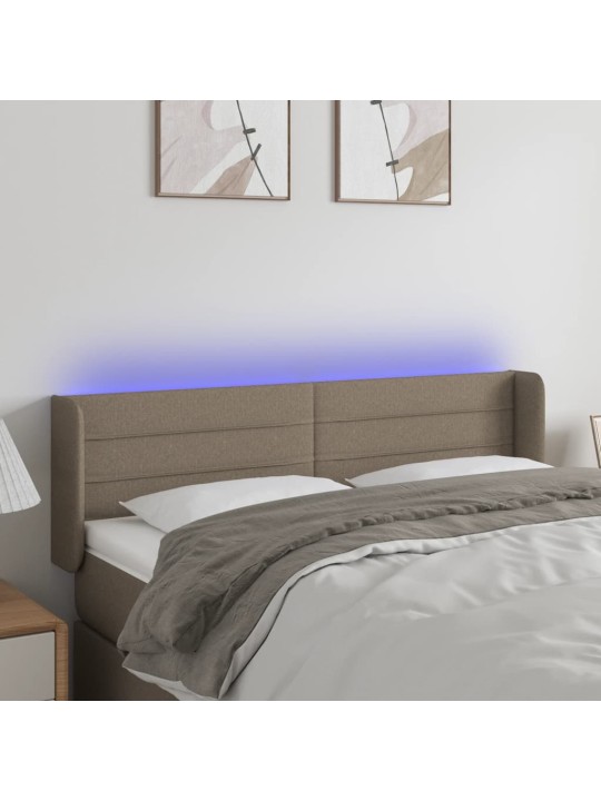 Gultas galvgalis ar LED, 147x16x78/88 cm, pelēkbrūns audums