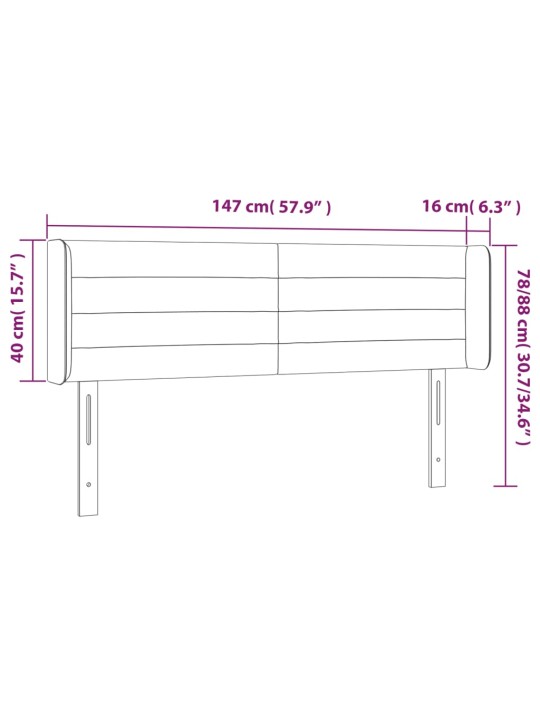 Gultas galvgalis ar LED, 147x16x78/88 cm, zils audums