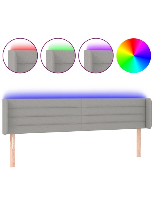 Gultas galvgalis ar led, 183x16x78/88 cm, gaiši pelēks audums