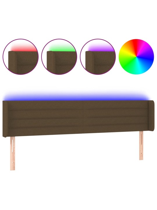 Gultas galvgalis ar led, 203x16x78/88 cm, tumši brūns audums