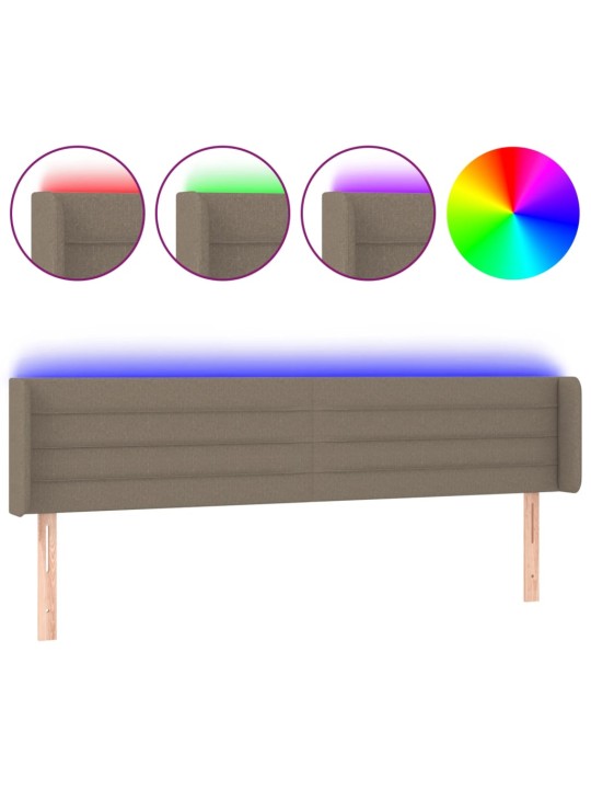 Gultas galvgalis ar led, 203x16x78/88 cm, pelēkbrūns audums