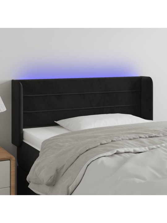 Gultas galvgalis ar led, 83x16x78/88 cm, melns samts