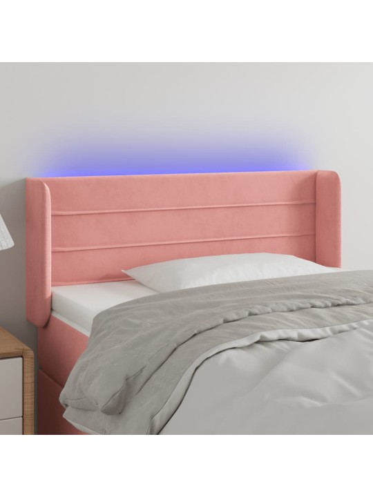 Gultas galvgalis ar led, 83x16x78/88 cm, rozā samts