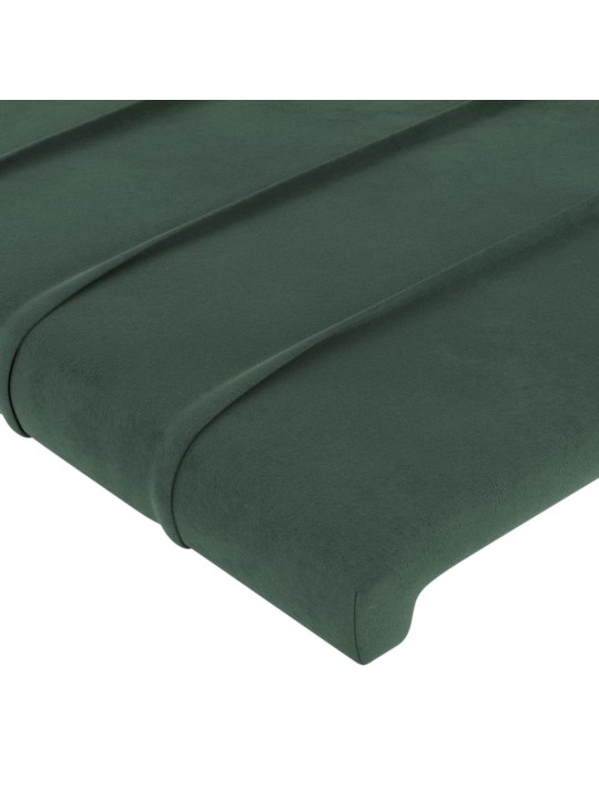 Gultas galvgalis ar led, 93x16x78/88 cm, tumši zaļš samts