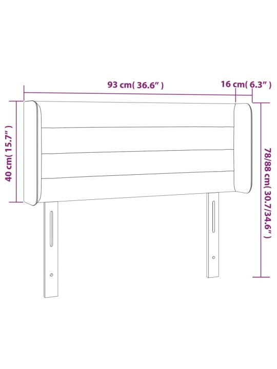 Gultas galvgalis ar led, 93x16x78/88 cm, tumši zaļš samts