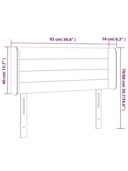 Gultas galvgalis ar led, 93x16x78/88 cm, rozā samts