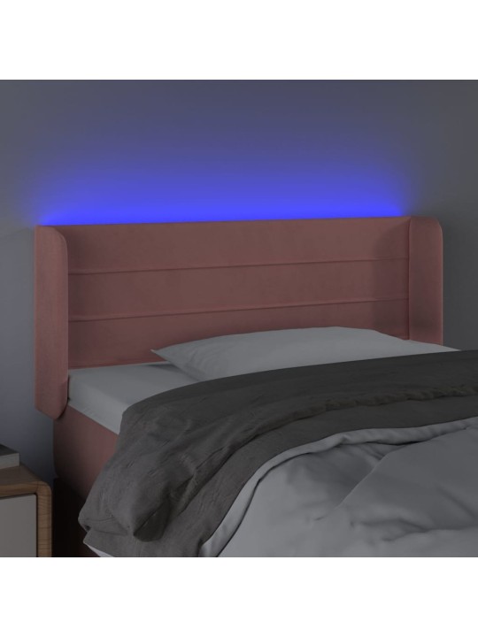 Gultas galvgalis ar LED, 103x16x78/88 cm, rozā samts