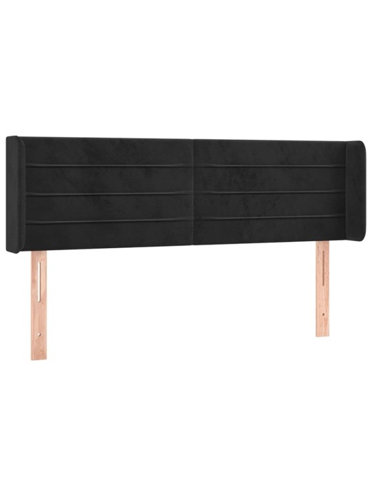 Gultas galvgalis ar LED, 147x16x78/88 cm, melns samts