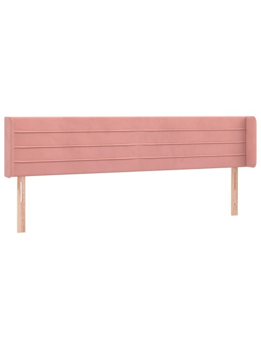 Gultas galvgalis ar LED, 163x16x78/88 cm, rozā samts