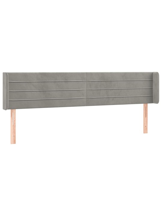 Gultas galvgalis ar led, 183x16x78/88 cm, gaiši pelēks samts