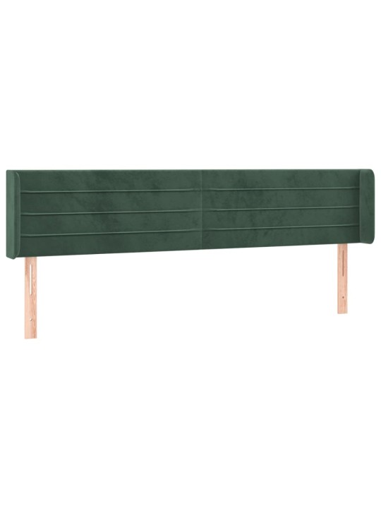 Gultas galvgalis ar LED, 183x16x78/88 cm, tumši zaļš samts
