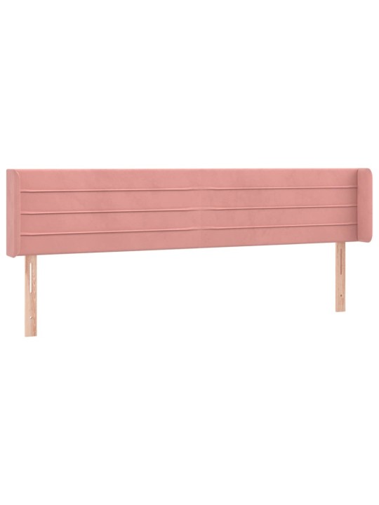 Gultas galvgalis ar led, 183x16x78/88 cm, rozā samts