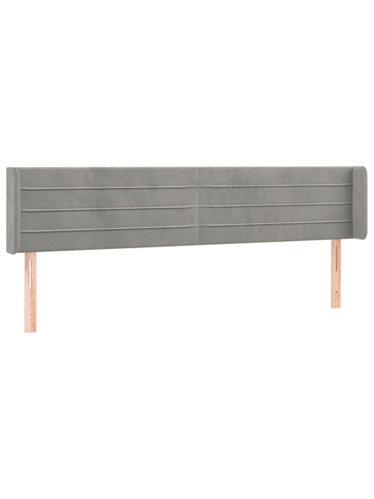 Gultas galvgalis ar led, 203x16x78/88 cm, gaiši pelēks samts