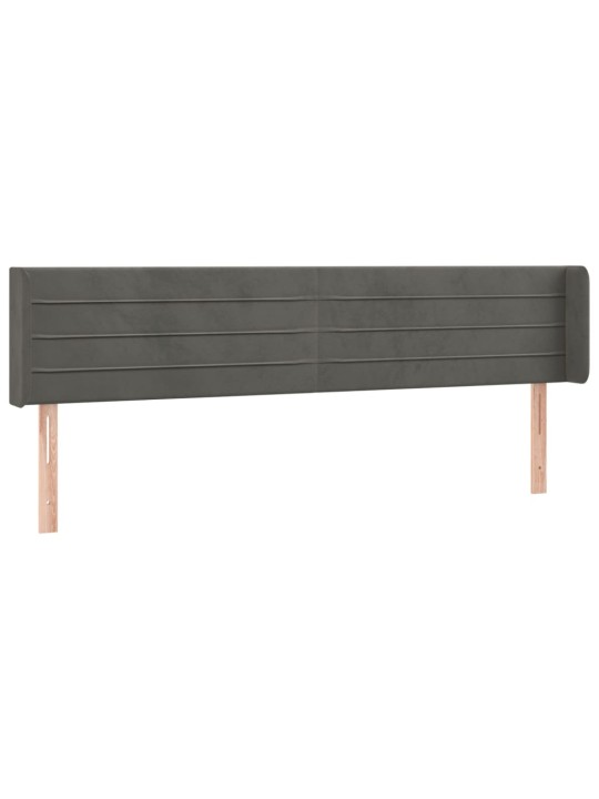 Gultas galvgalis ar LED, 203x16x78/88 cm, tumši pelēks samts
