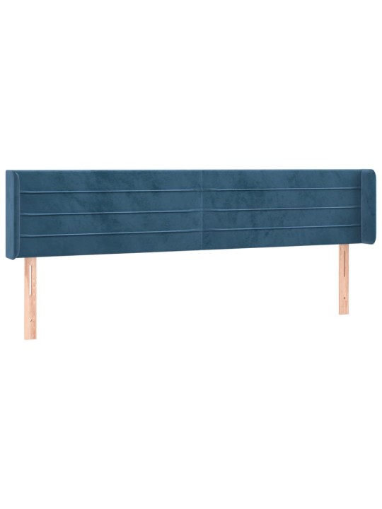 Gultas galvgalis ar led, 203x16x78/88 cm, tumši zils samts