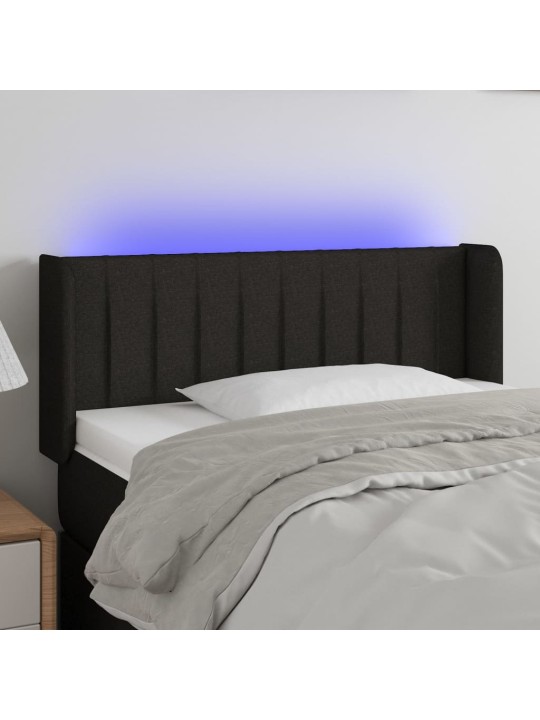Gultas galvgalis ar led, 83x16x78/88 cm, melns audums