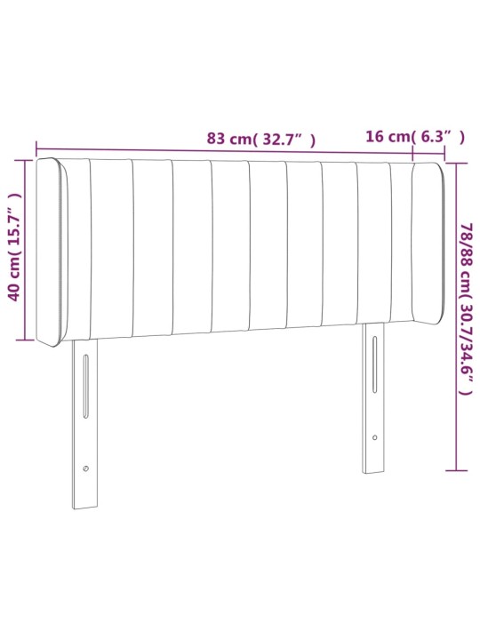 Gultas galvgalis ar led, 83x16x78/88 cm, tumši brūns audums