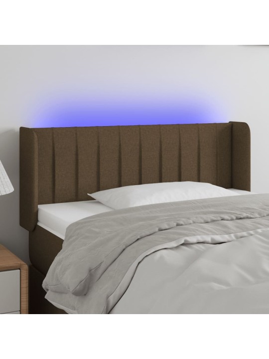 Gultas galvgalis ar led, 83x16x78/88 cm, tumši brūns audums