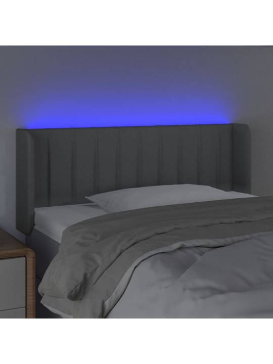 Gultas galvgalis ar led, 93x16x78/88 cm, gaiši pelēks audums
