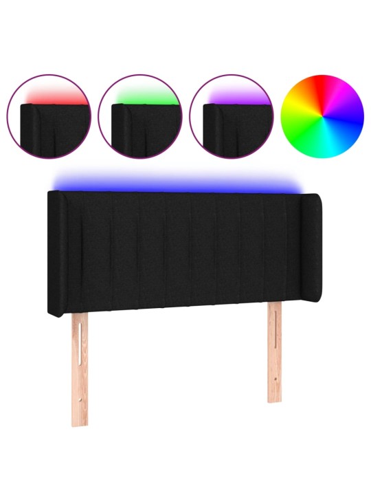 Gultas galvgalis ar led, 93x16x78/88 cm, melns audums