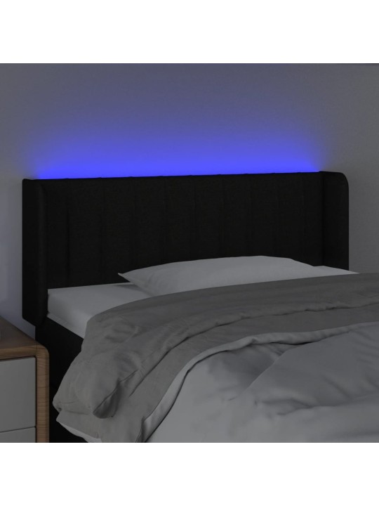 Gultas galvgalis ar led, 93x16x78/88 cm, melns audums