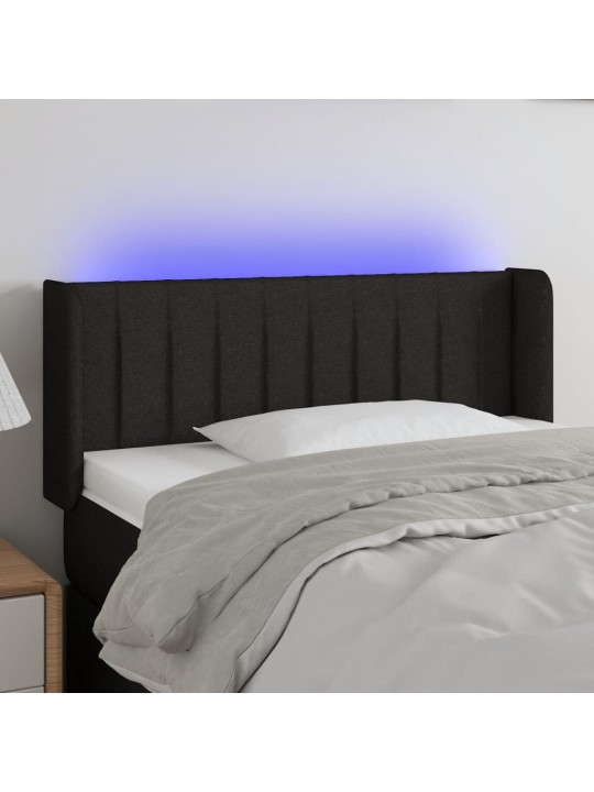Gultas galvgalis ar led, 93x16x78/88 cm, melns audums