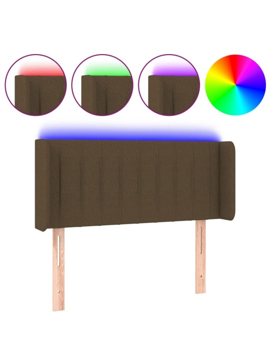 Gultas galvgalis ar led, 93x16x78/88 cm, tumši brūns audums