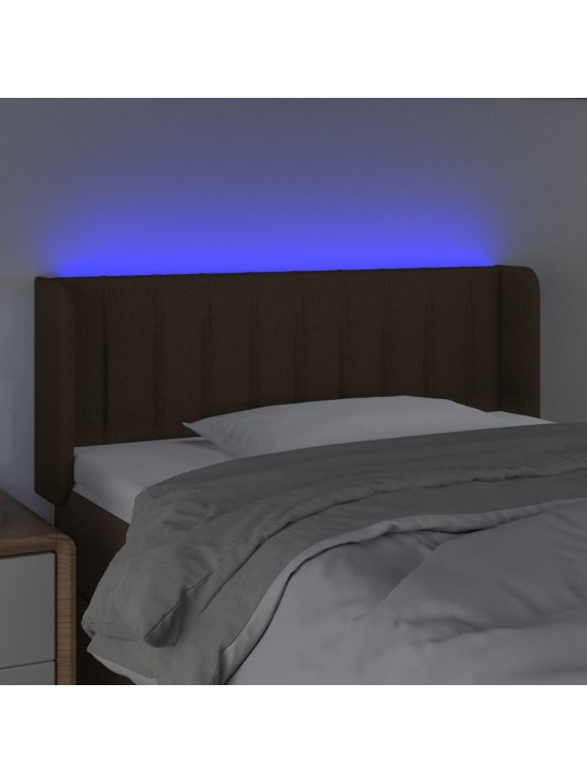 Gultas galvgalis ar led, 93x16x78/88 cm, tumši brūns audums