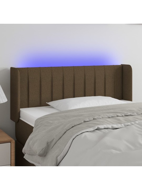 Gultas galvgalis ar led, 93x16x78/88 cm, tumši brūns audums