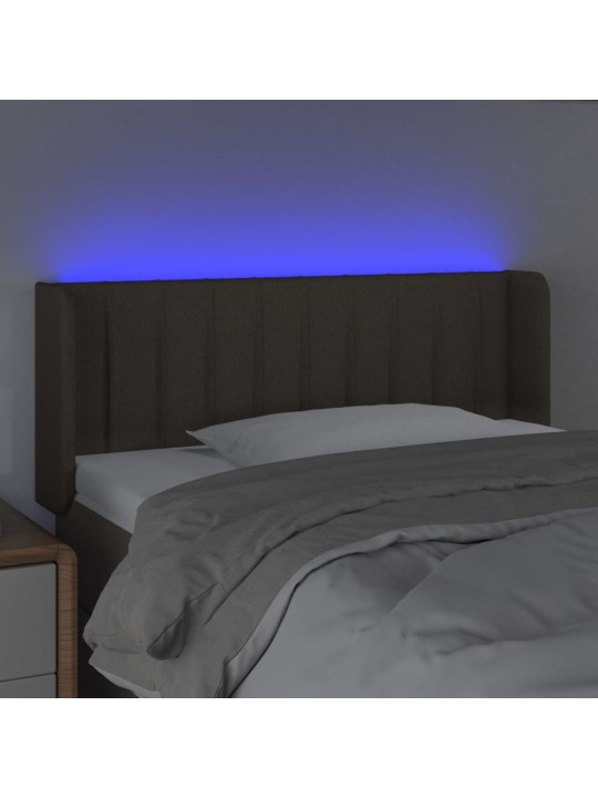 Gultas galvgalis ar led, 93x16x78/88 cm, pelēkbrūns audums
