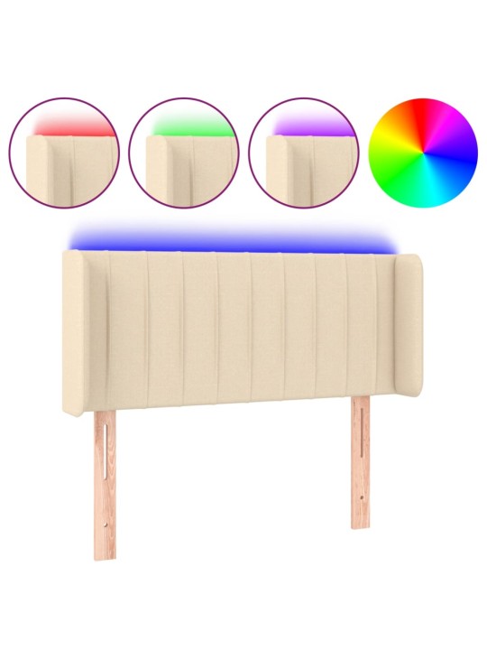 Gultas galvgalis ar led, 93x16x78/88 cm, krēmkrāsas audums