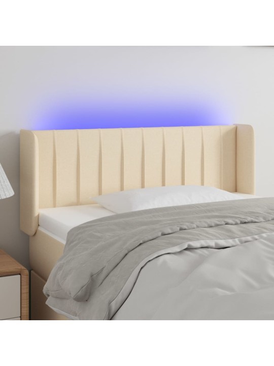 Gultas galvgalis ar led, 93x16x78/88 cm, krēmkrāsas audums