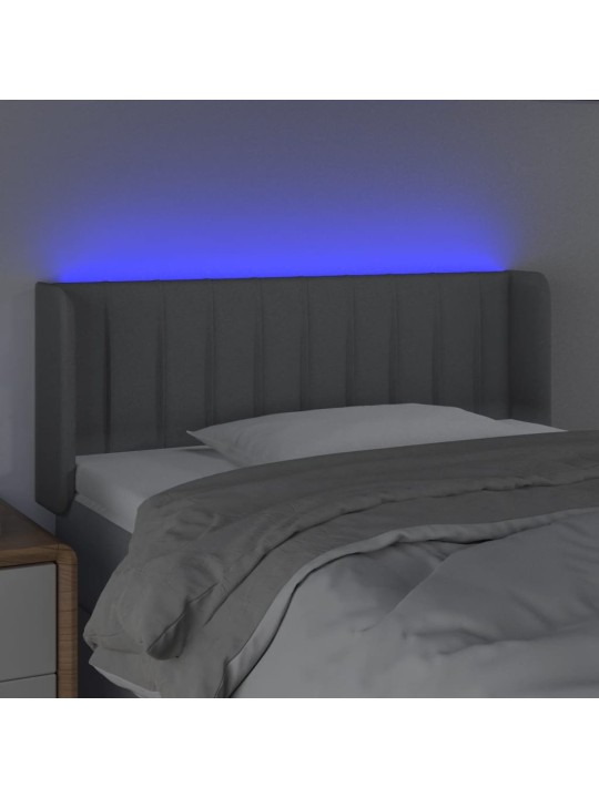 Gultas galvgalis ar LED, 103x16x78/88 cm, gaiši pelēks audums