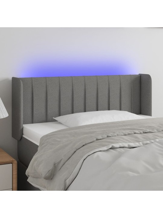 Gultas galvgalis ar LED, 103x16x78/88 cm, tumši pelēks audums