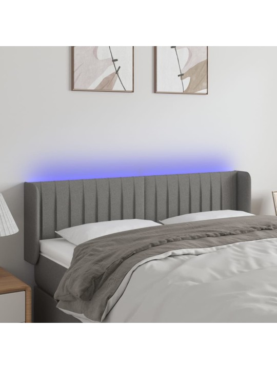 Gultas galvgalis ar LED, 147x16x78/88 cm, tumši pelēks audums