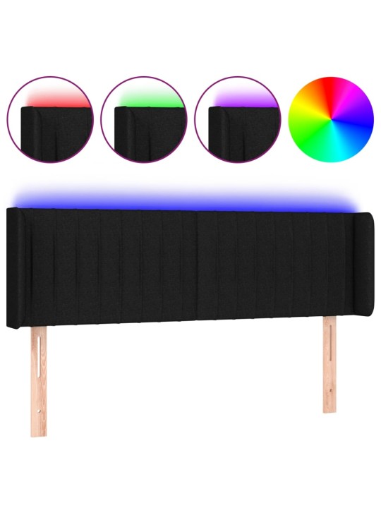 Gultas galvgalis ar LED, 147x16x78/88 cm, melns audums
